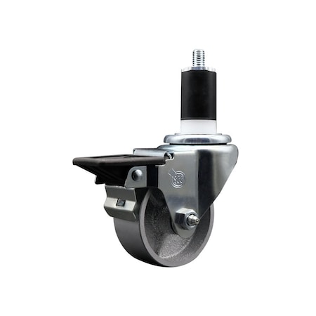 Service Caster 3'' Semi Steel Swivel 1-1/4'' Expanding Stem Caster with Brake SCC-EX20S315-SSR-PLB-114